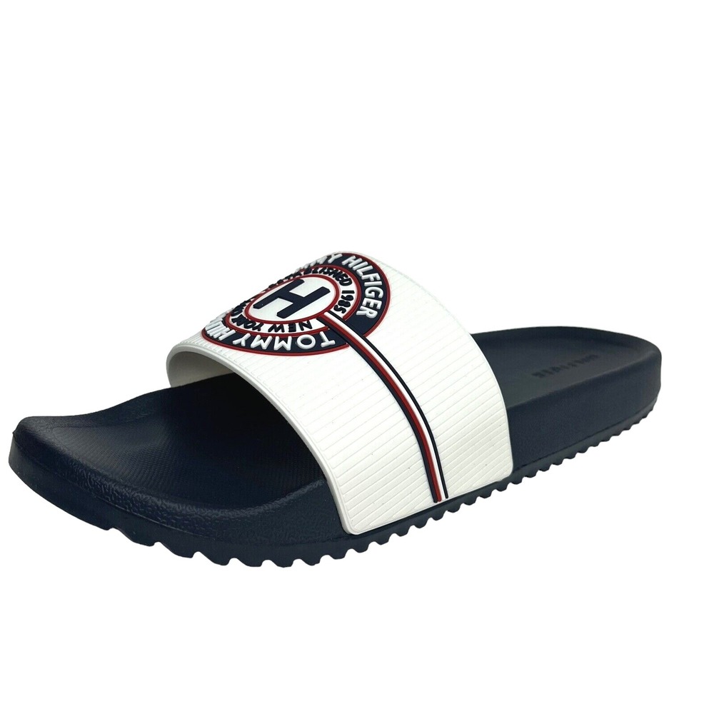 Tommy Hilfiger Rowdy‎ Men's Slide Pool Sandals Size 13 White Navy Lightweight